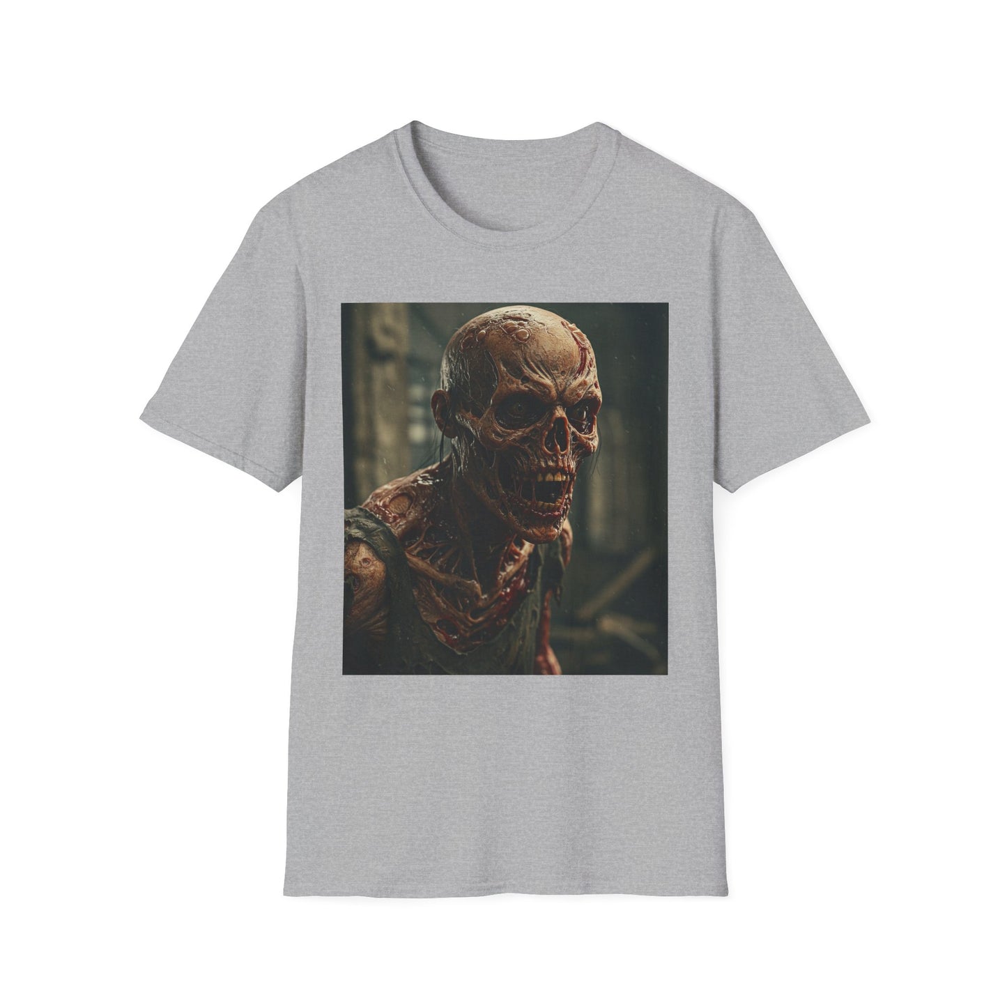 Apocalyptic Portrait Tee, bold, decaying zombie graphic