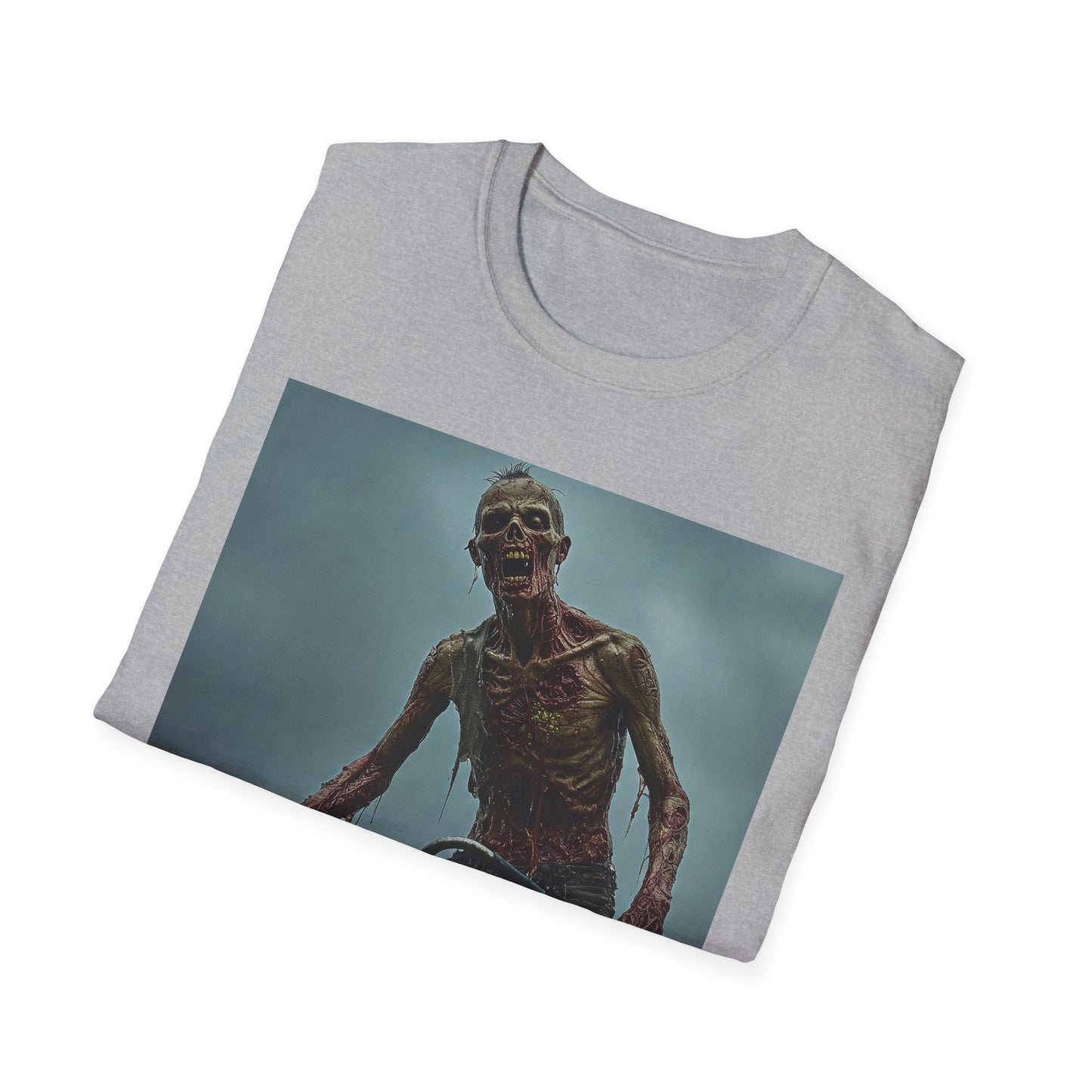 Unisex Zombie Graphic T-Shirt - Spooky Biker Design for Halloween