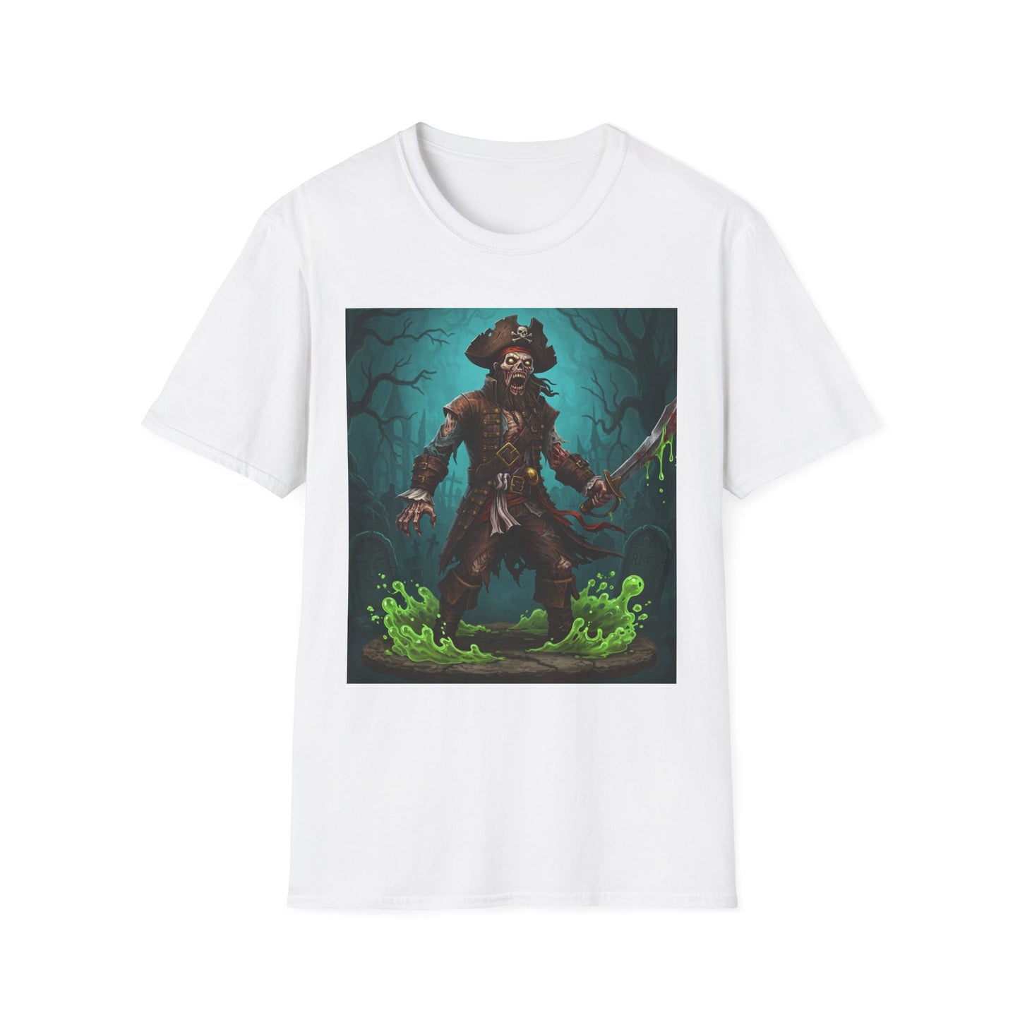 Pirate Apocalyptic Portrait Tee, bold, decaying zombie graphic