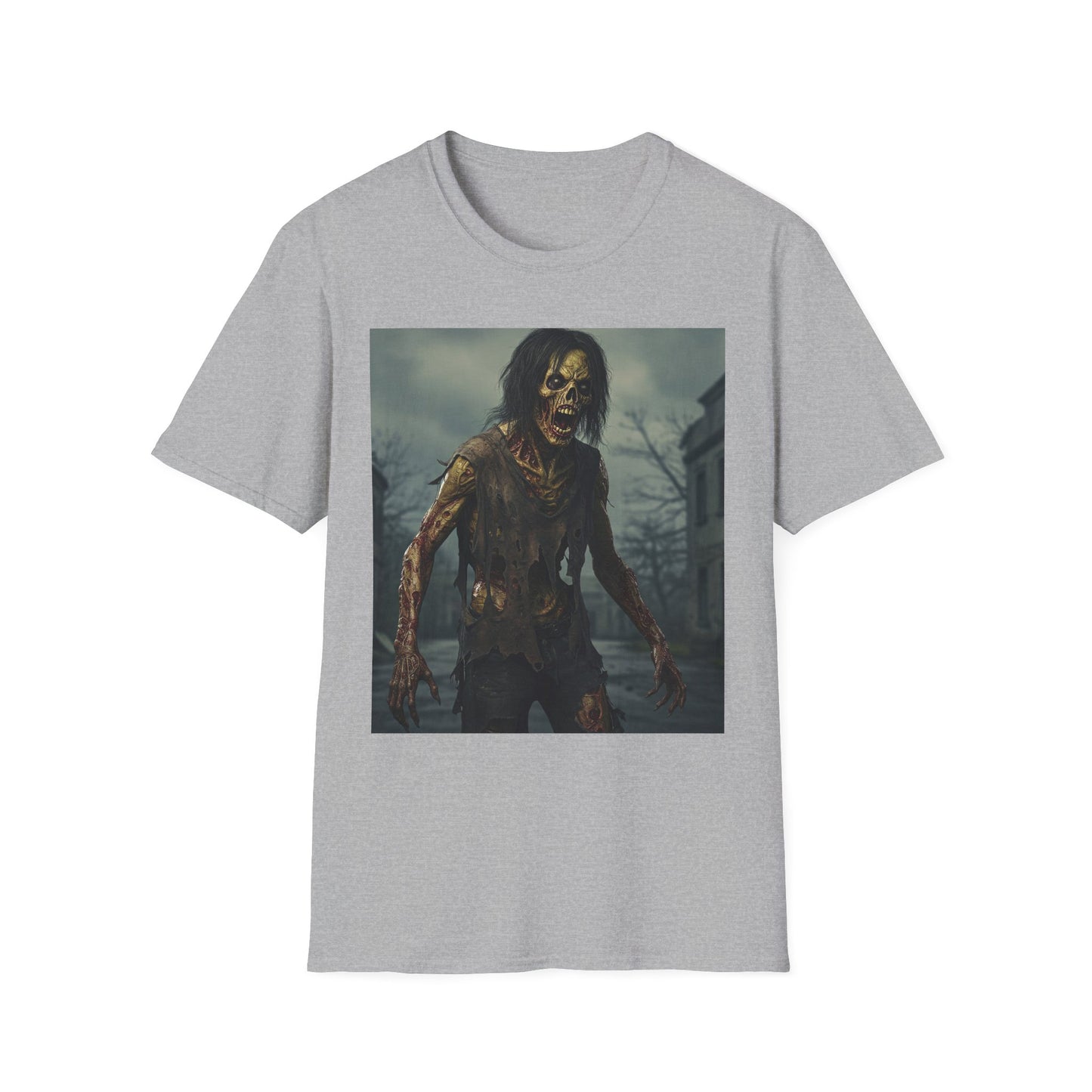 Apocalyptic Portrait Tee, bold, decaying zombie graphic