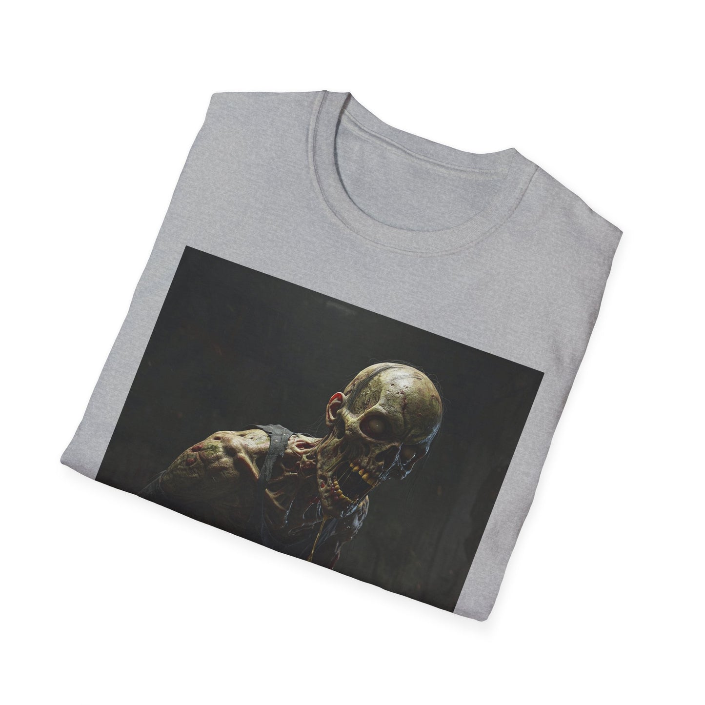 Creepy Zombie Unisex Softstyle T-Shirt - Perfect for Halloween & Horror Fans