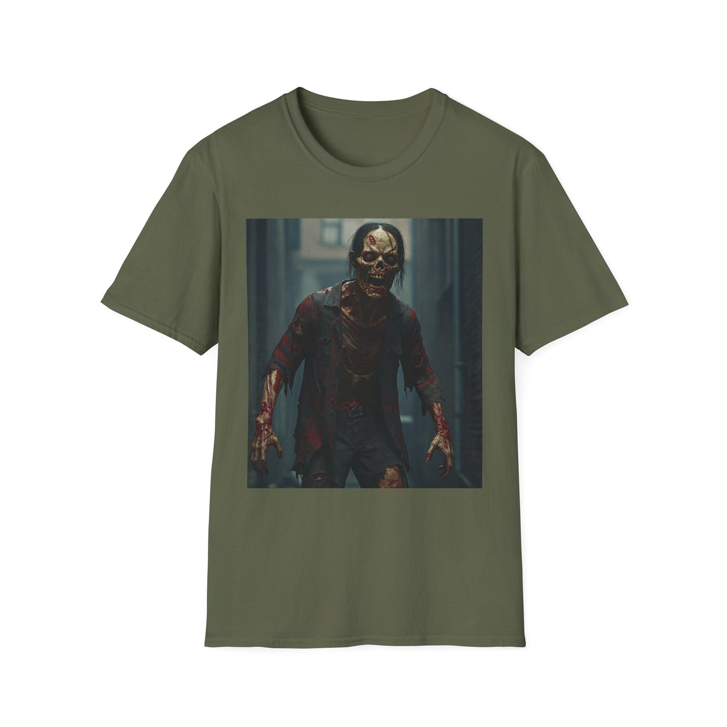 Apocalyptic Portrait Tee, bold, decaying zombie graphic