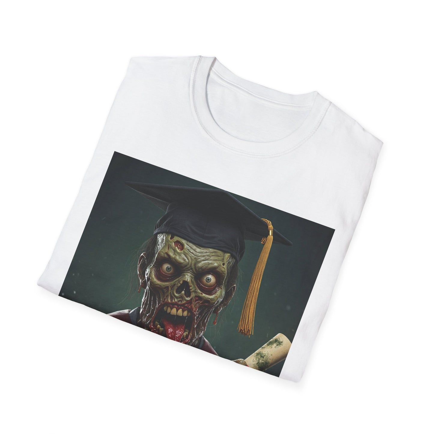 Zombie Graduate Unisex Softstyle T-Shirt - Perfect for Halloween & Graduation