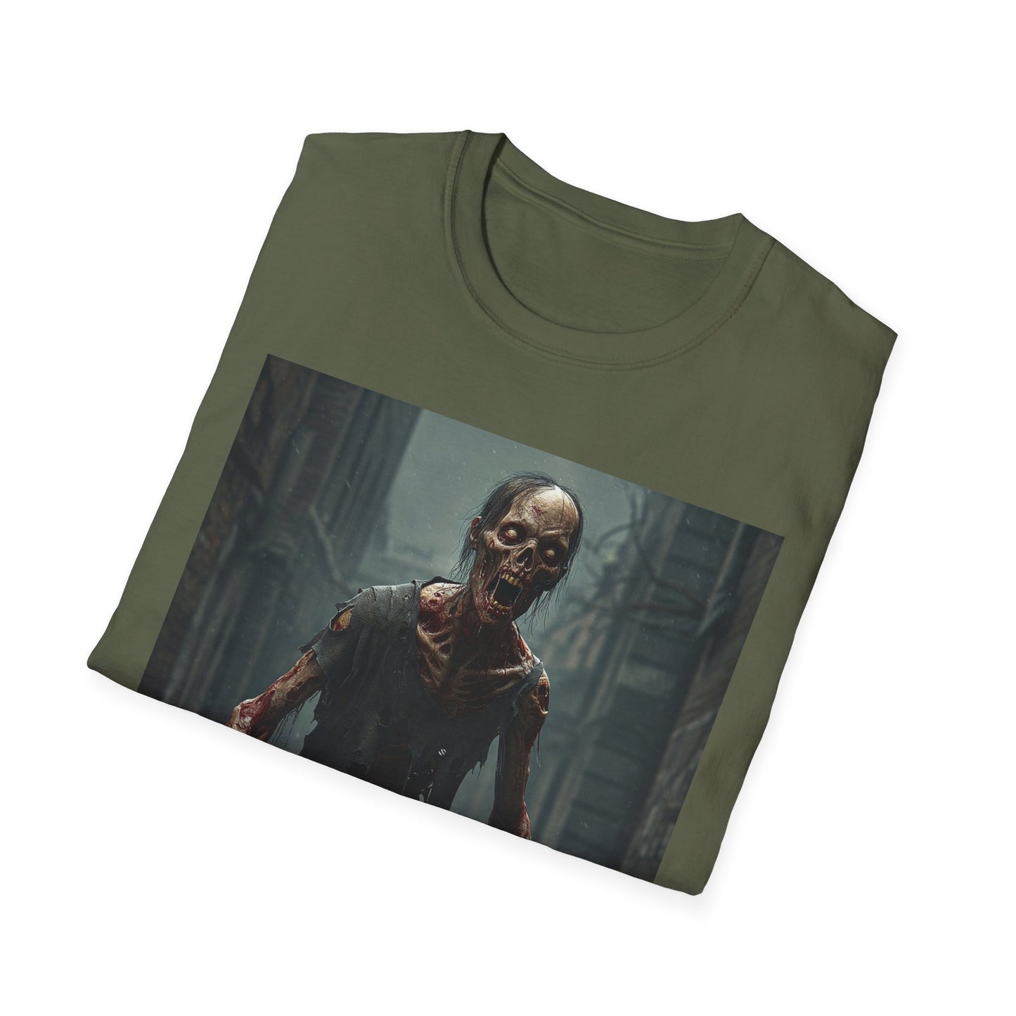 Apocalyptic Portrait Tee, bold, decaying zombie graphic