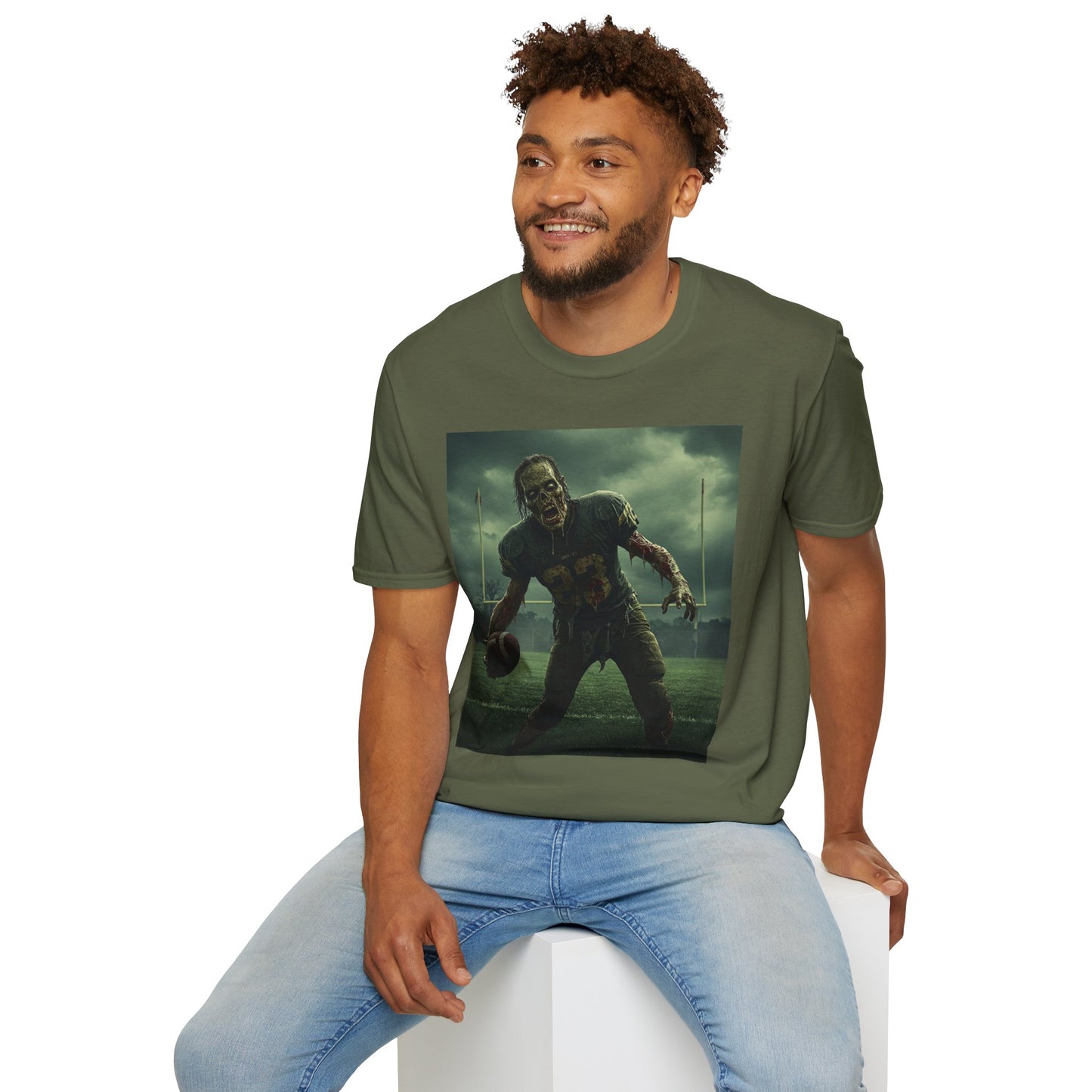 Zombie Football Unisex Softstyle T-Shirt - Perfect for Halloween Fans