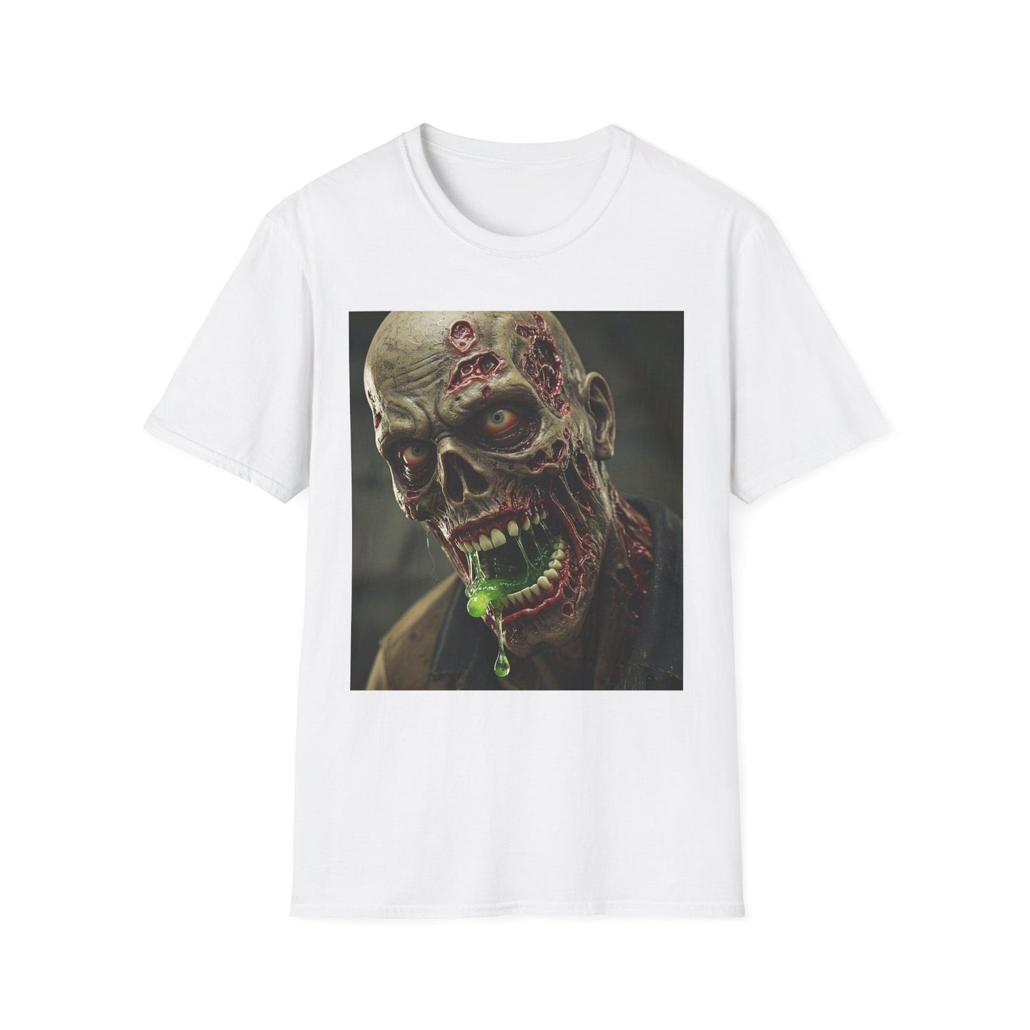 Apocalyptic Portrait Tee, bold, decaying zombie graphic