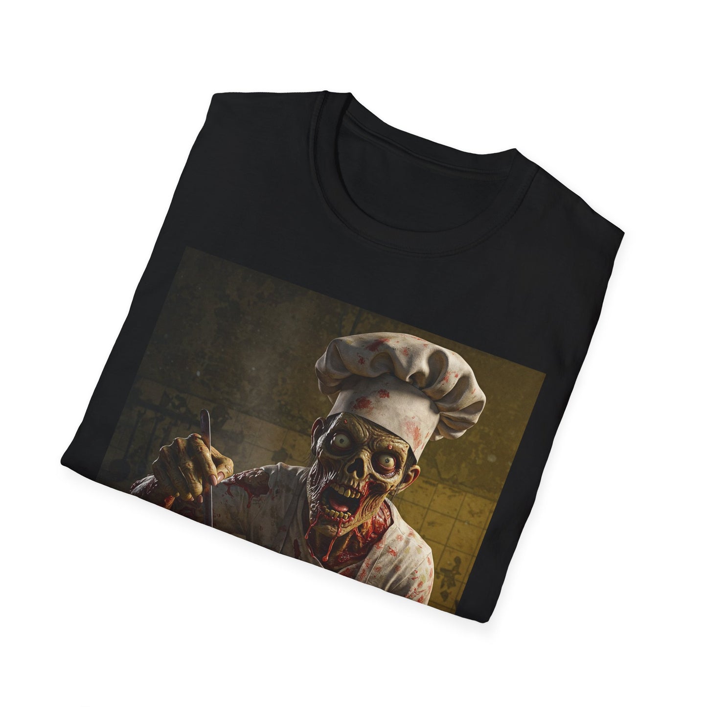 Zombie Chef Apocalyptic Portrait Tee, bold, decaying zombie graphic