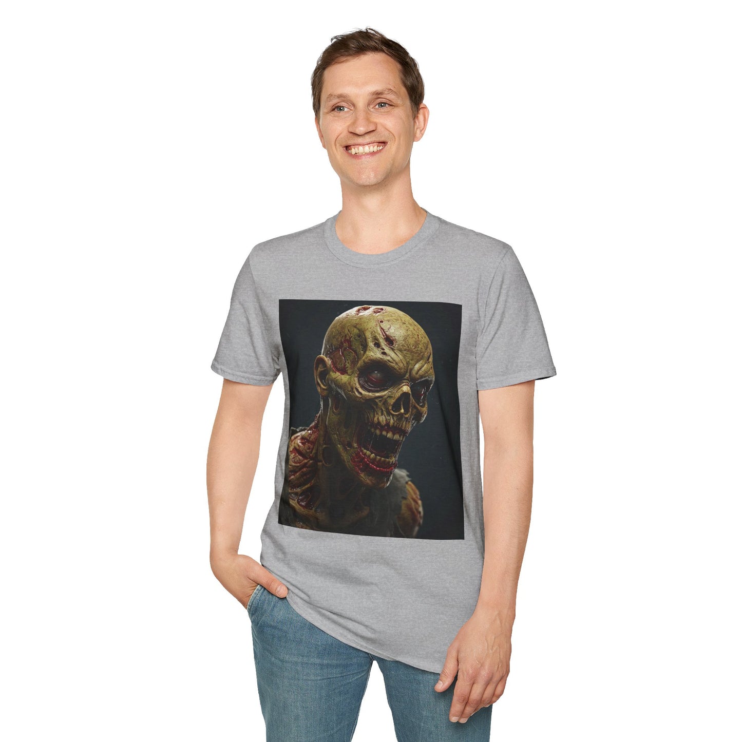 Apocalyptic Portrait Tee, bold, decaying zombie graphic