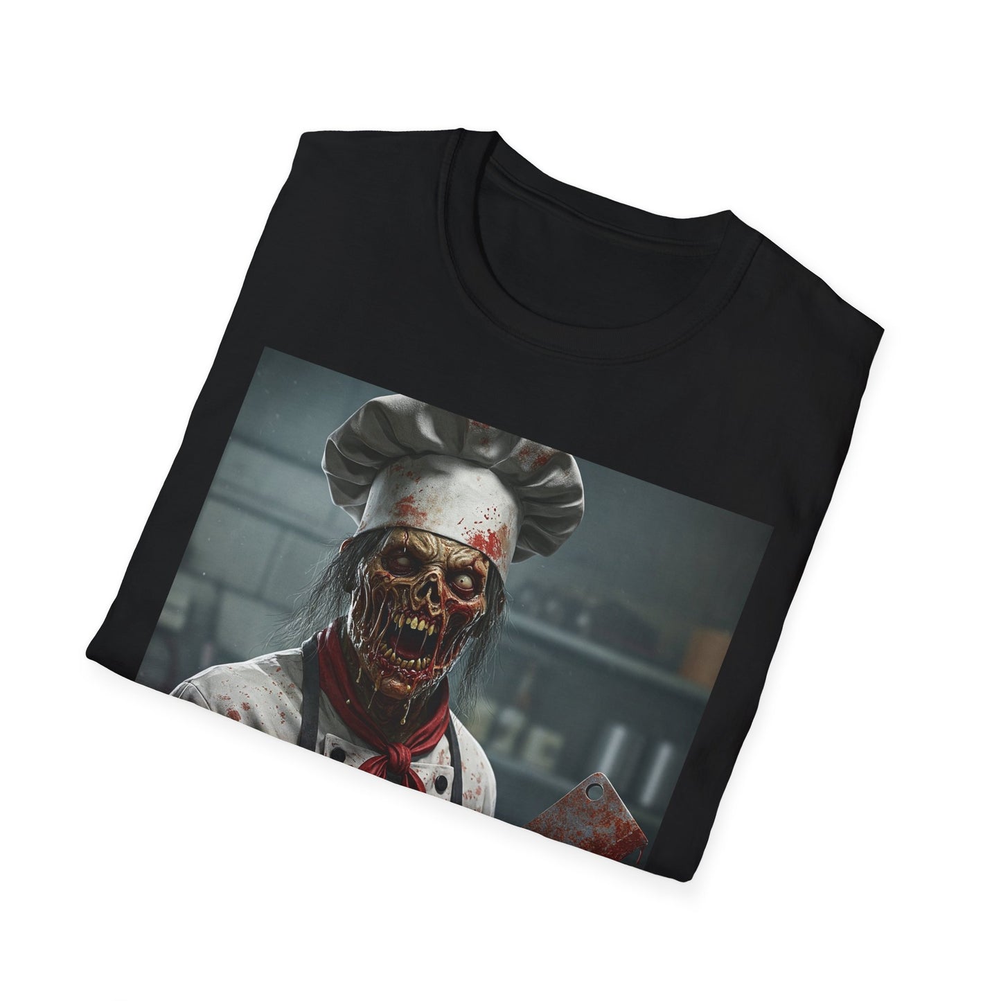 Spooky Chef Apocalyptic Portrait Tee, bold, decaying zombie graphic