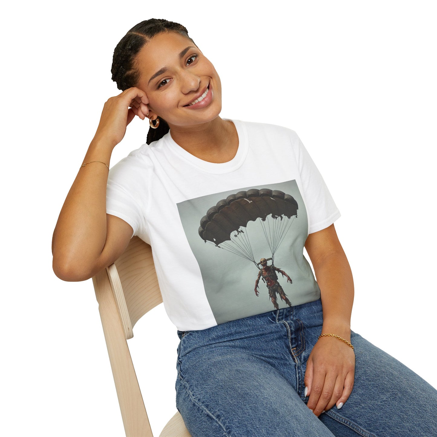 Adventure Awaits Parachuting Hero Unisex Softstyle T-Shirt