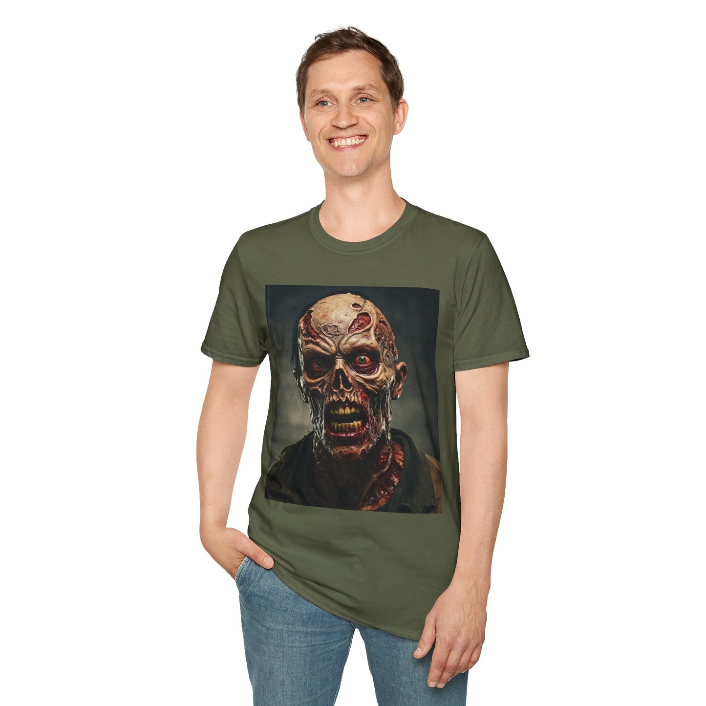 Apocalyptic Portrait Tee, bold, decaying zombie graphic