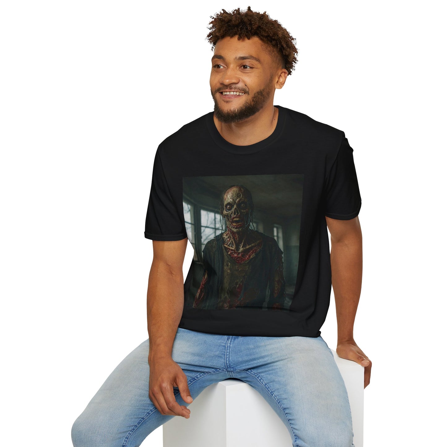 Apocalyptic Portrait Tee, bold, decaying zombie graphic