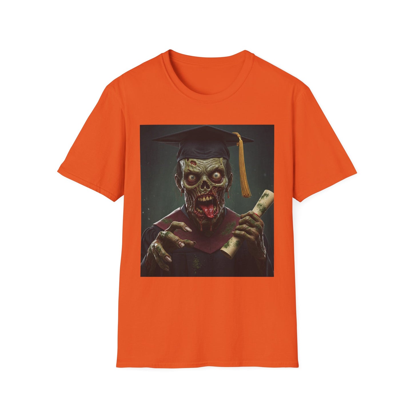 Zombie Graduate Unisex Softstyle T-Shirt - Perfect for Halloween & Graduation