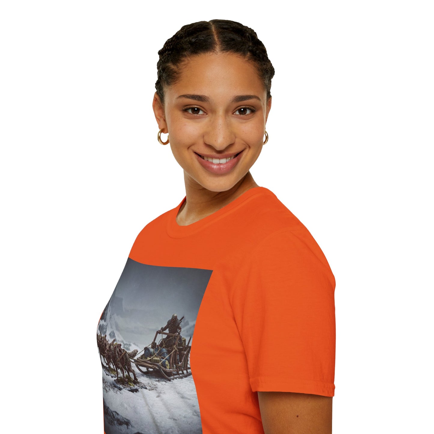 Adventure Awaits Unisex Softstyle T-Shirt - Mountain Trekking Design