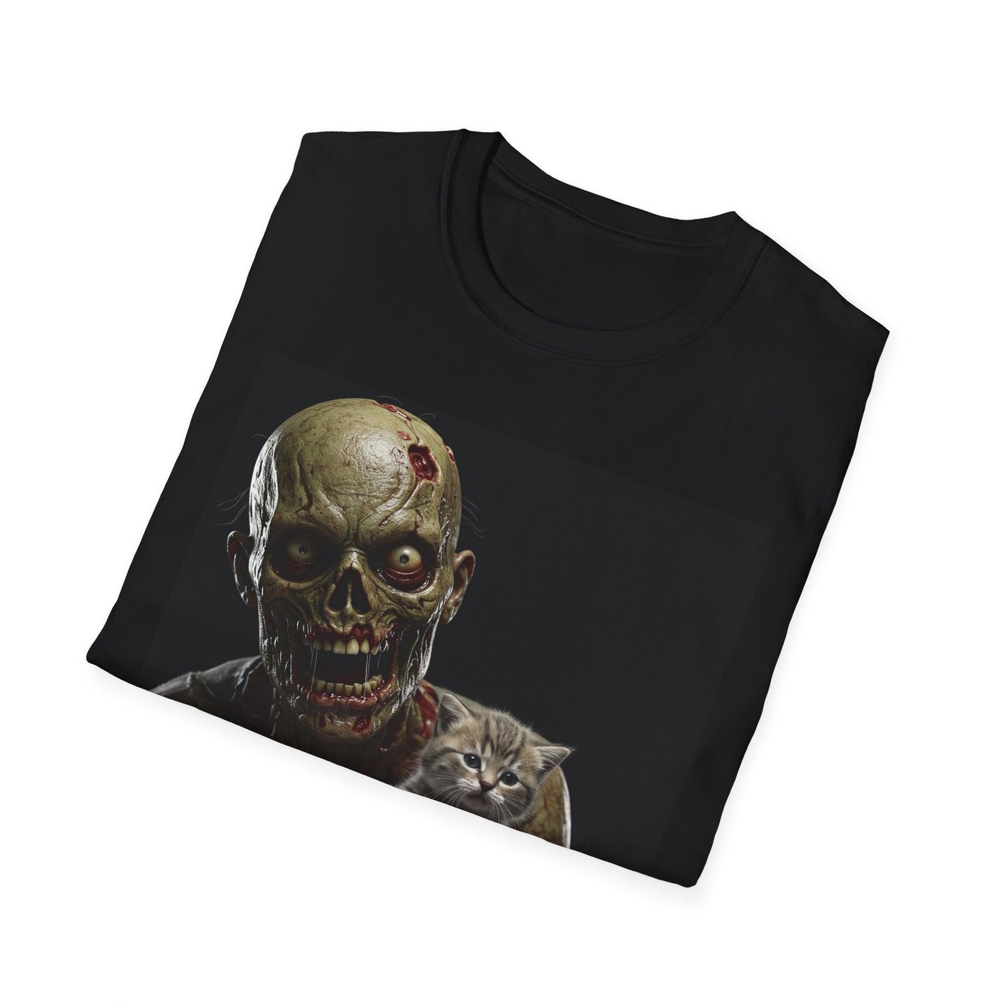 Cute Zombie Cat Apocalyptic Portrait Tee, bold, decaying zombie graphic