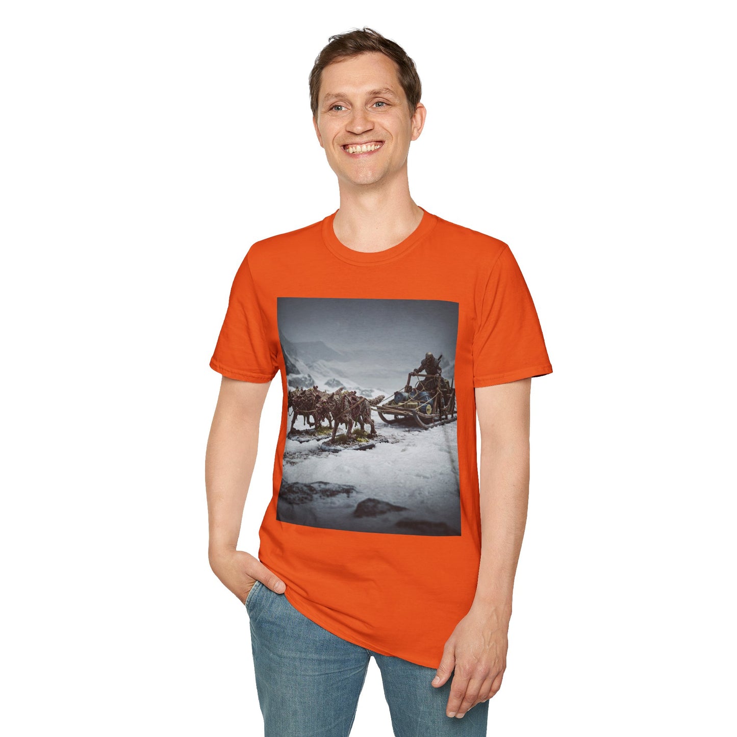 Adventure Awaits Unisex Softstyle T-Shirt - Mountain Trekking Design