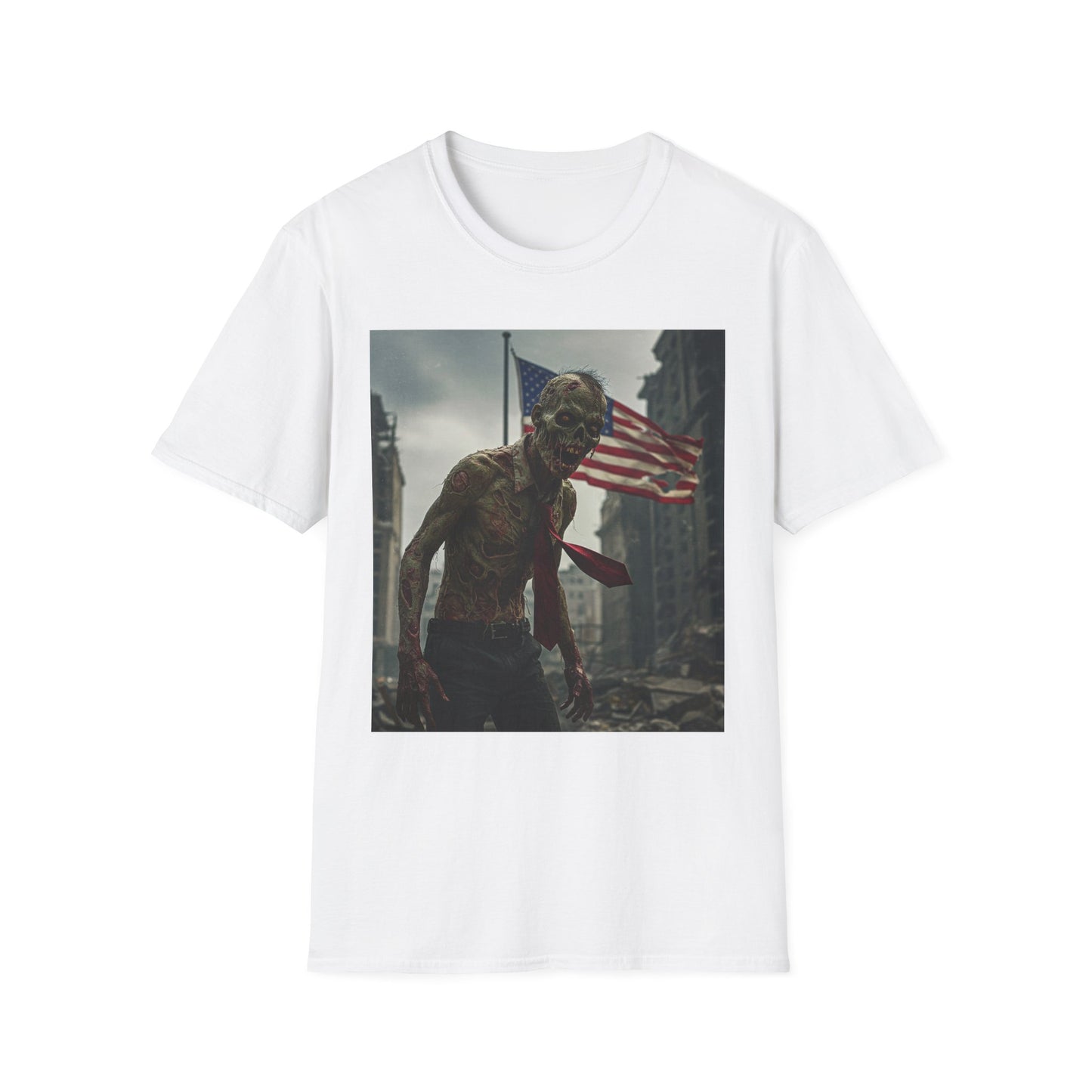 Apocalyptic Portrait Tee, bold, decaying zombie graphic