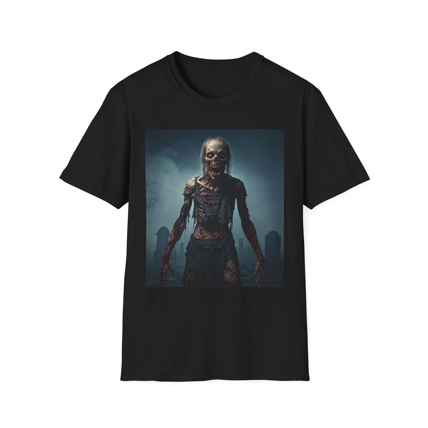 Apocalyptic Portrait Tee, bold, decaying zombie graphic