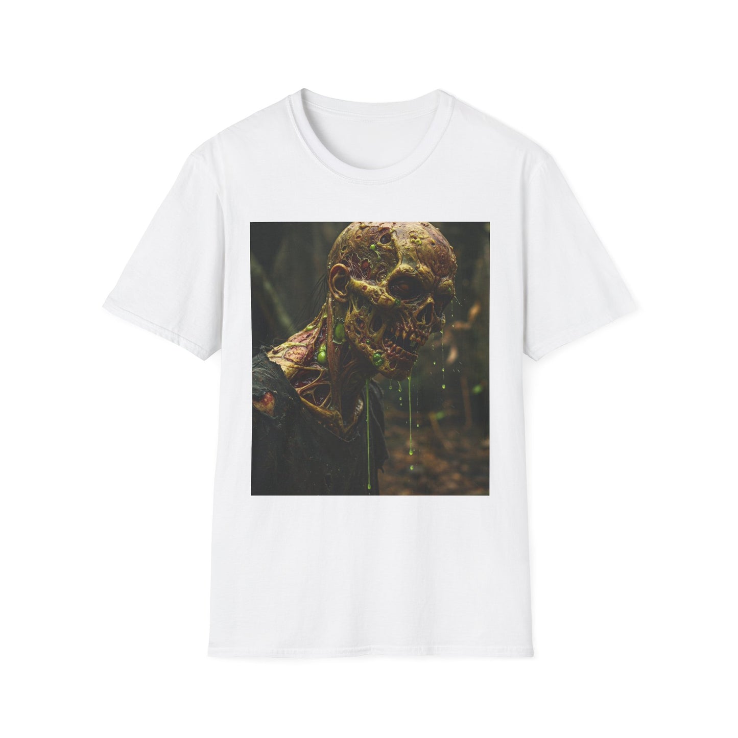 Creepy Zombie Graphic Unisex Softstyle T-Shirt - Perfect for Halloween and Horror Fans