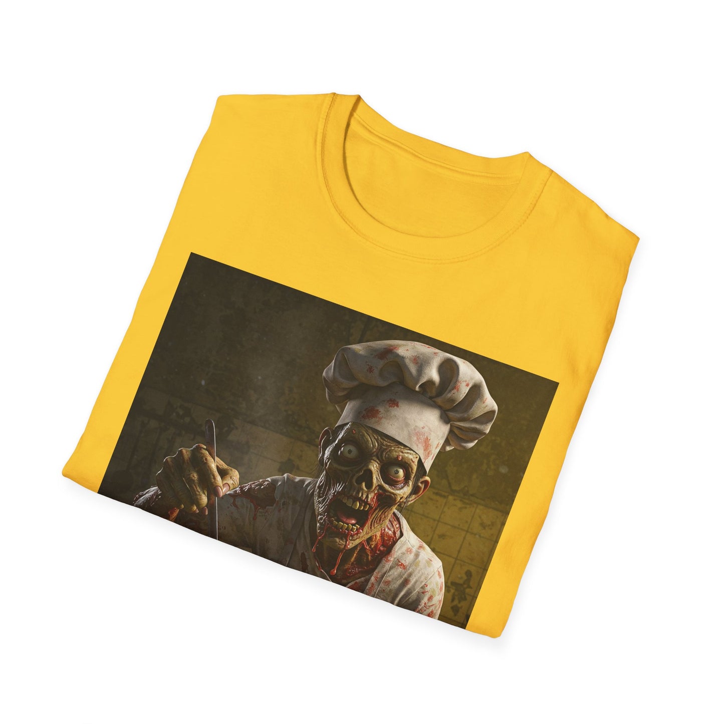 Zombie Chef Apocalyptic Portrait Tee, bold, decaying zombie graphic