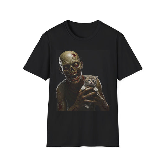 Cute Zombie Cat Apocalyptic Portrait Tee, bold, decaying zombie graphic