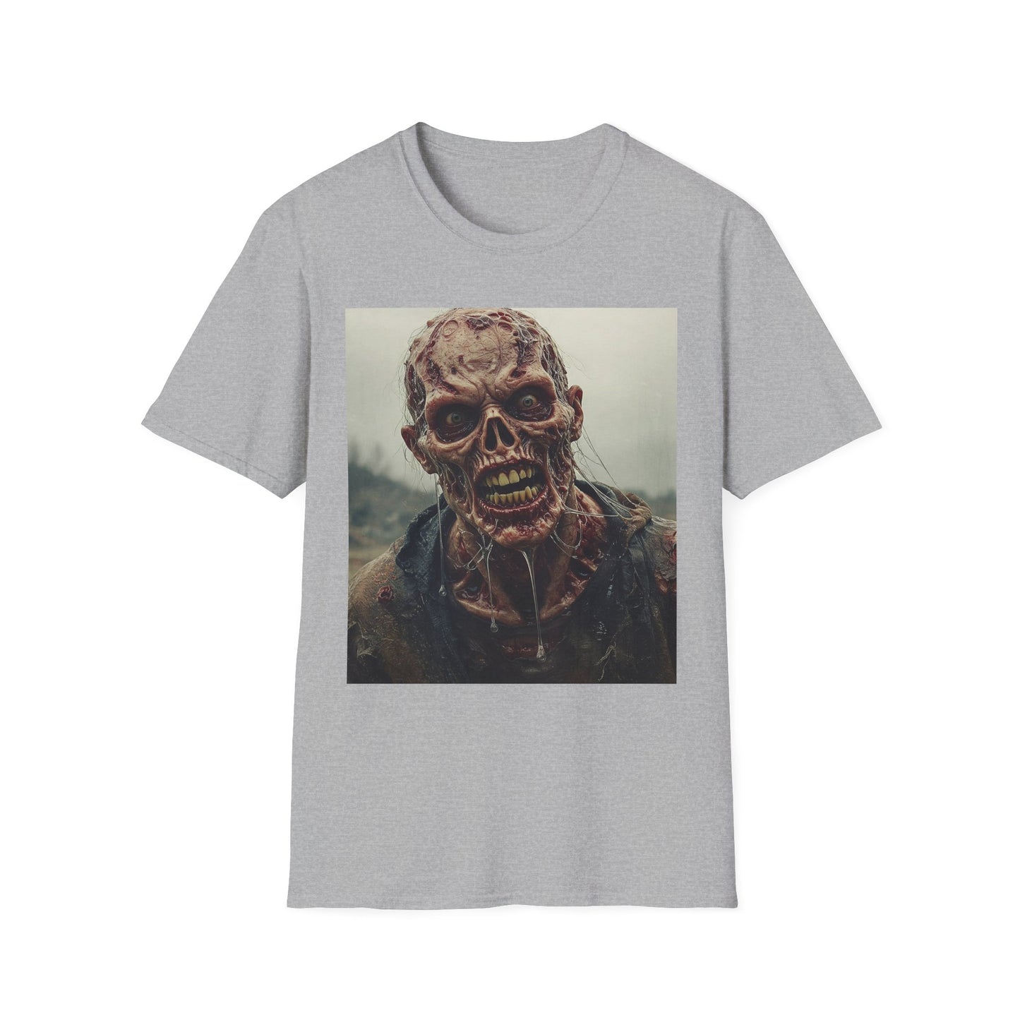 Apocalyptic Portrait Tee, bold, decaying zombie graphic