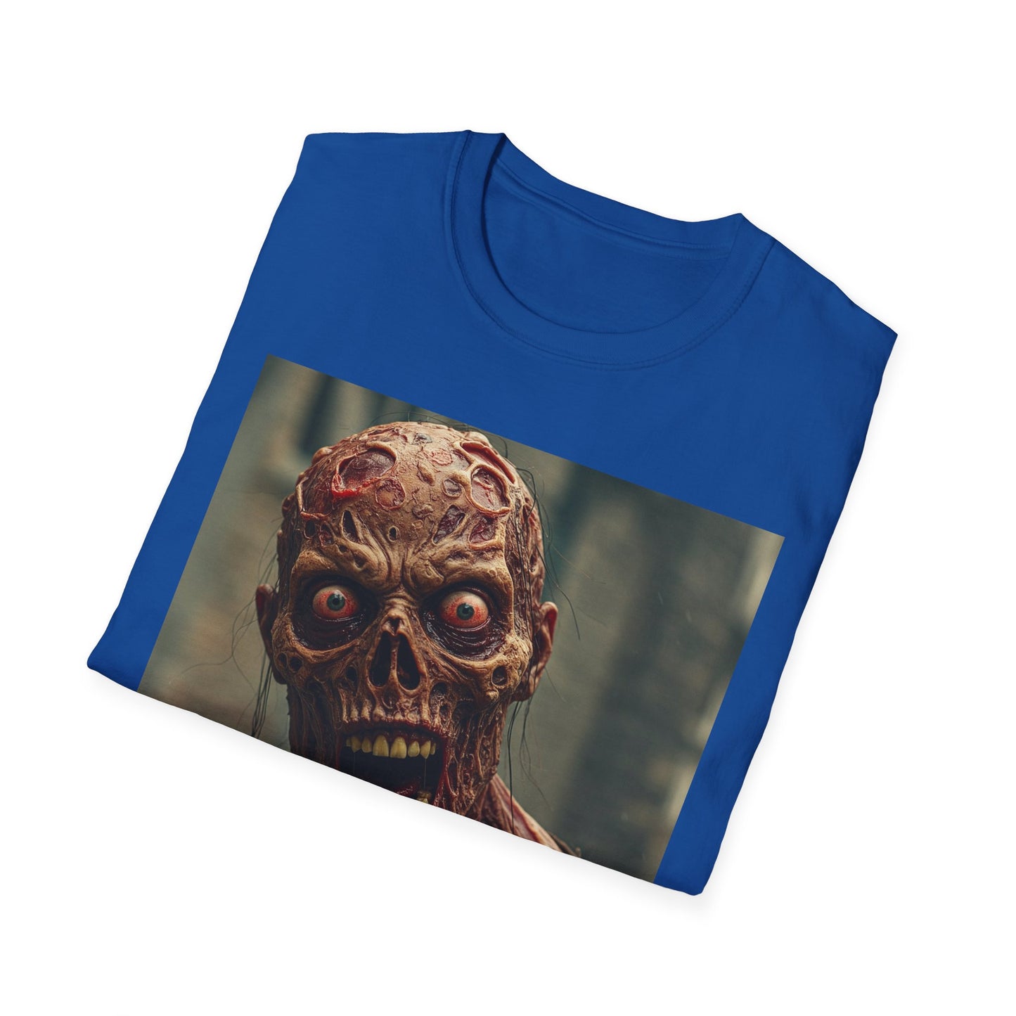 Creepy Zombie Unisex Softstyle T-Shirt for Halloween Horror Fans