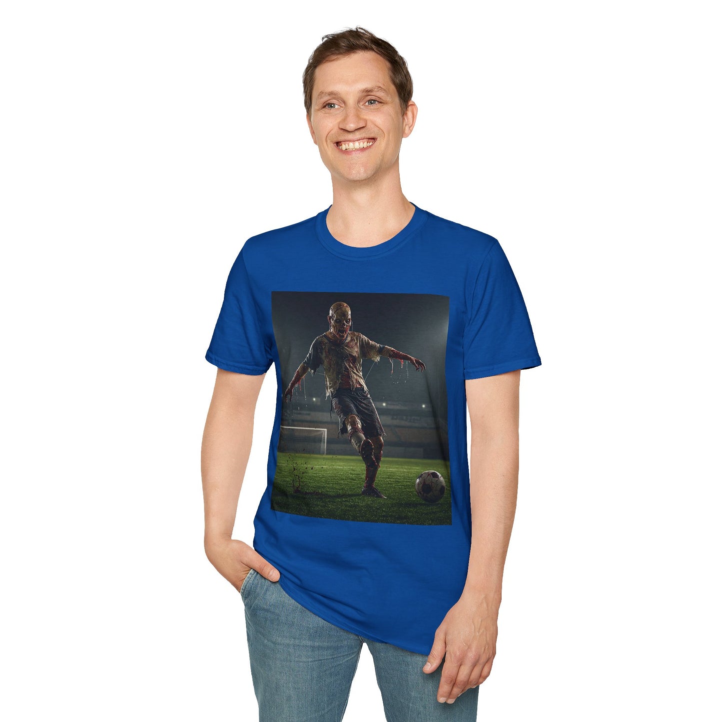 Zombie Soccer Unisex Softstyle T-Shirt - Perfect for Halloween and Sports Lovers