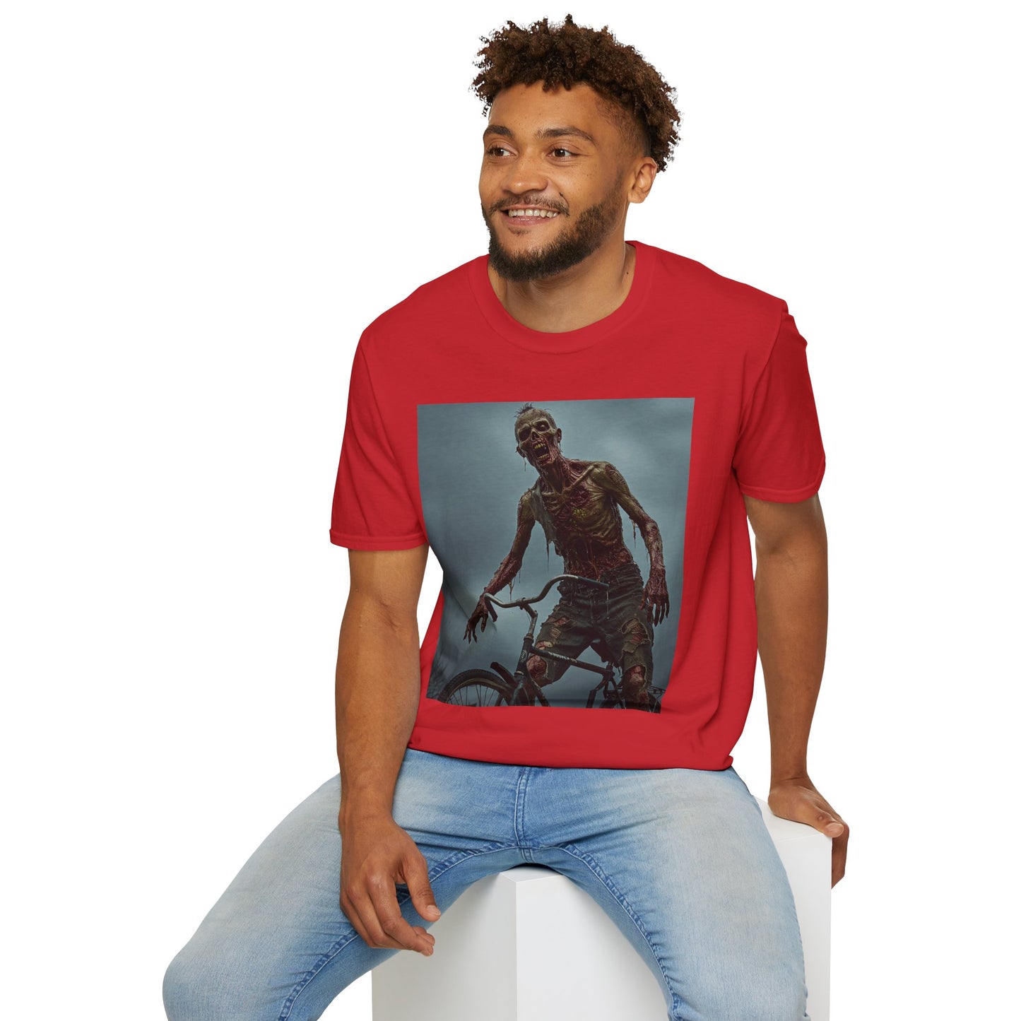 Unisex Zombie Graphic T-Shirt - Spooky Biker Design for Halloween