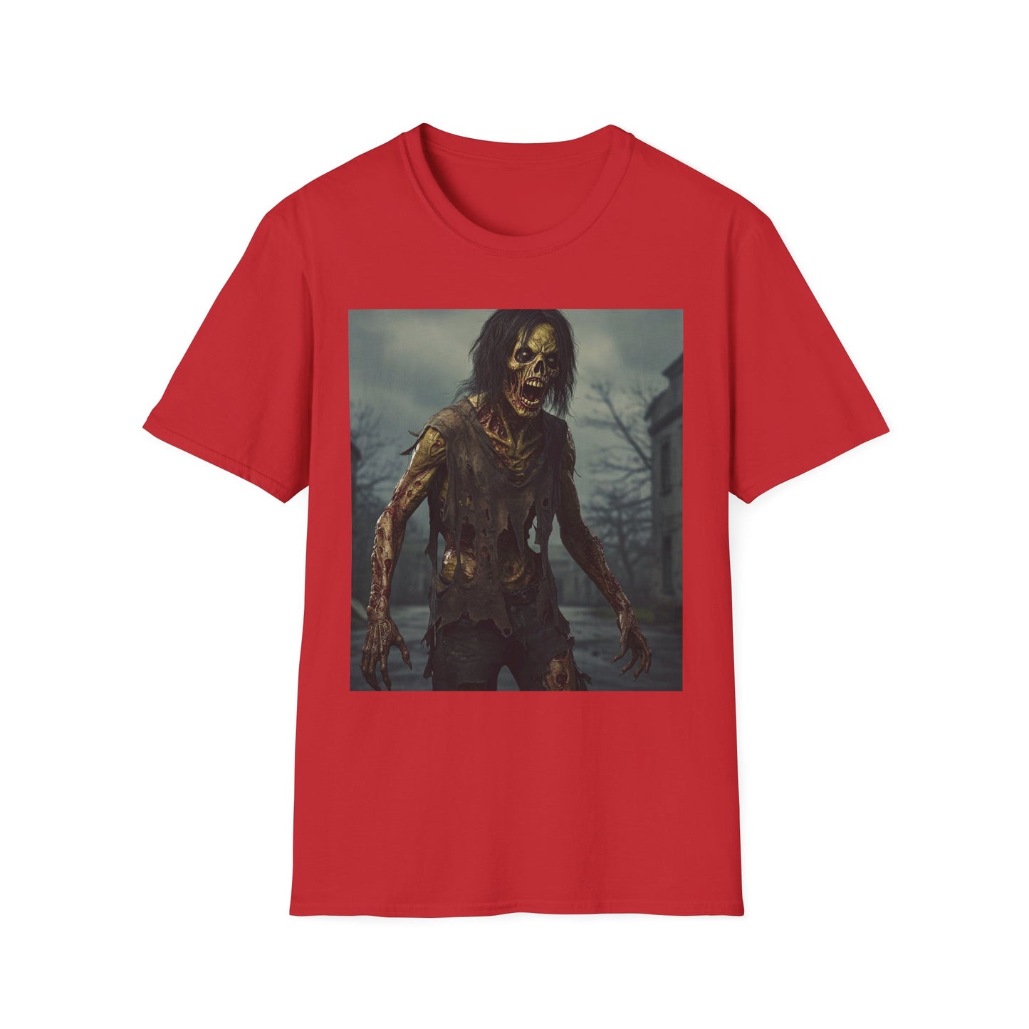 Zombie Apocalyptic Portrait Tee, bold, decaying zombie graphic