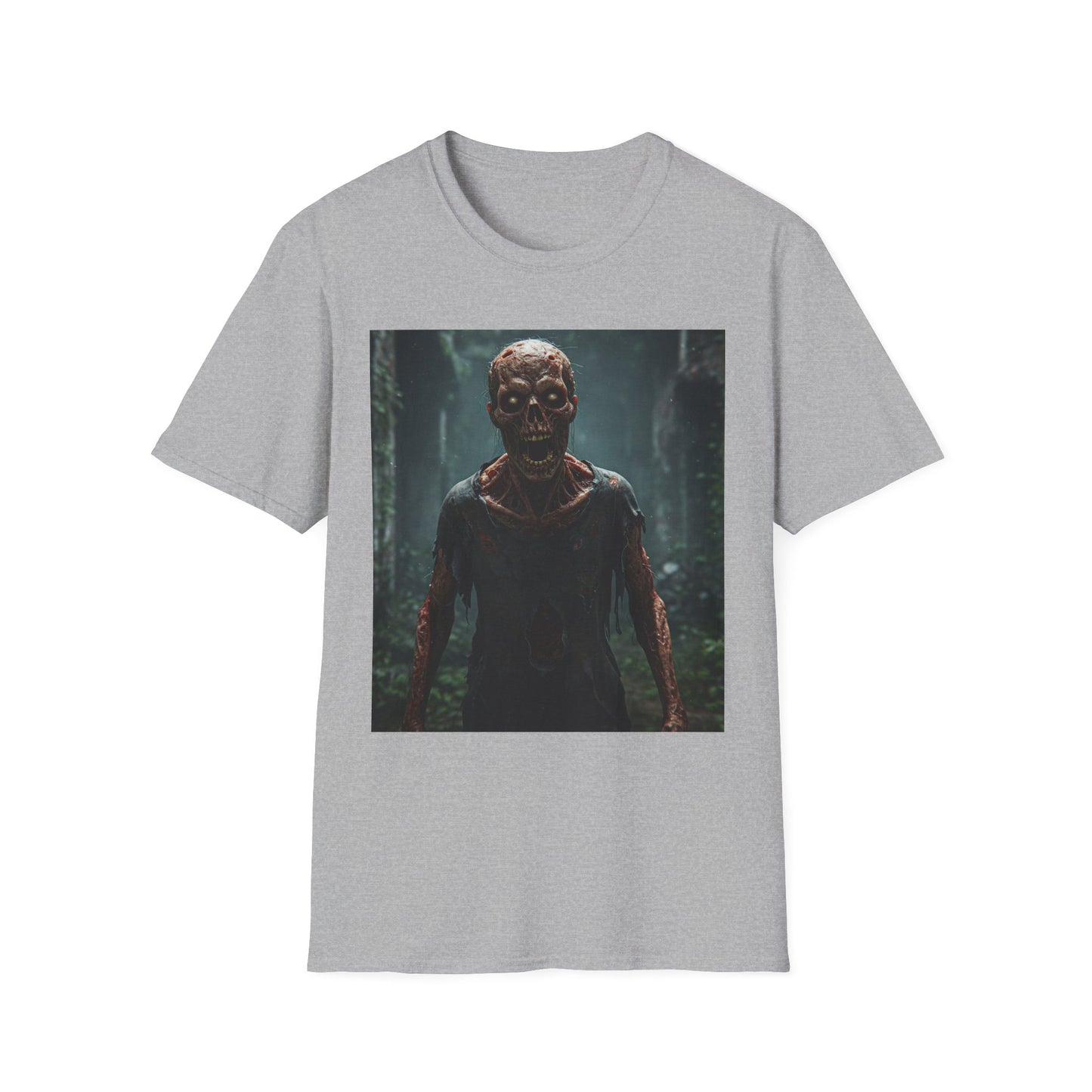 Apocalyptic Portrait Tee, bold, decaying zombie graphic