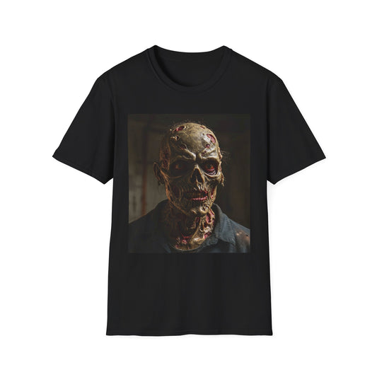 Apocalyptic Portrait Tee, bold, decaying zombie graphic