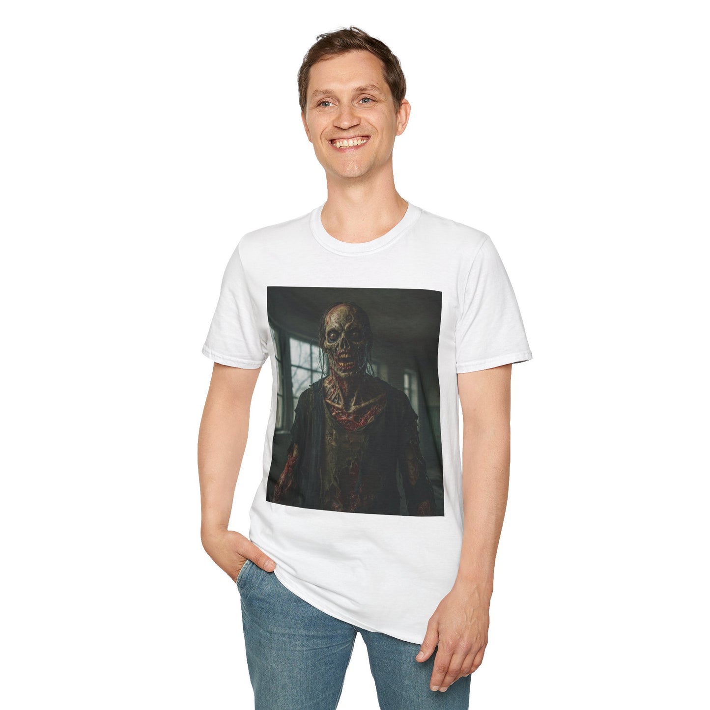 Apocalyptic Portrait Tee, bold, decaying zombie graphic