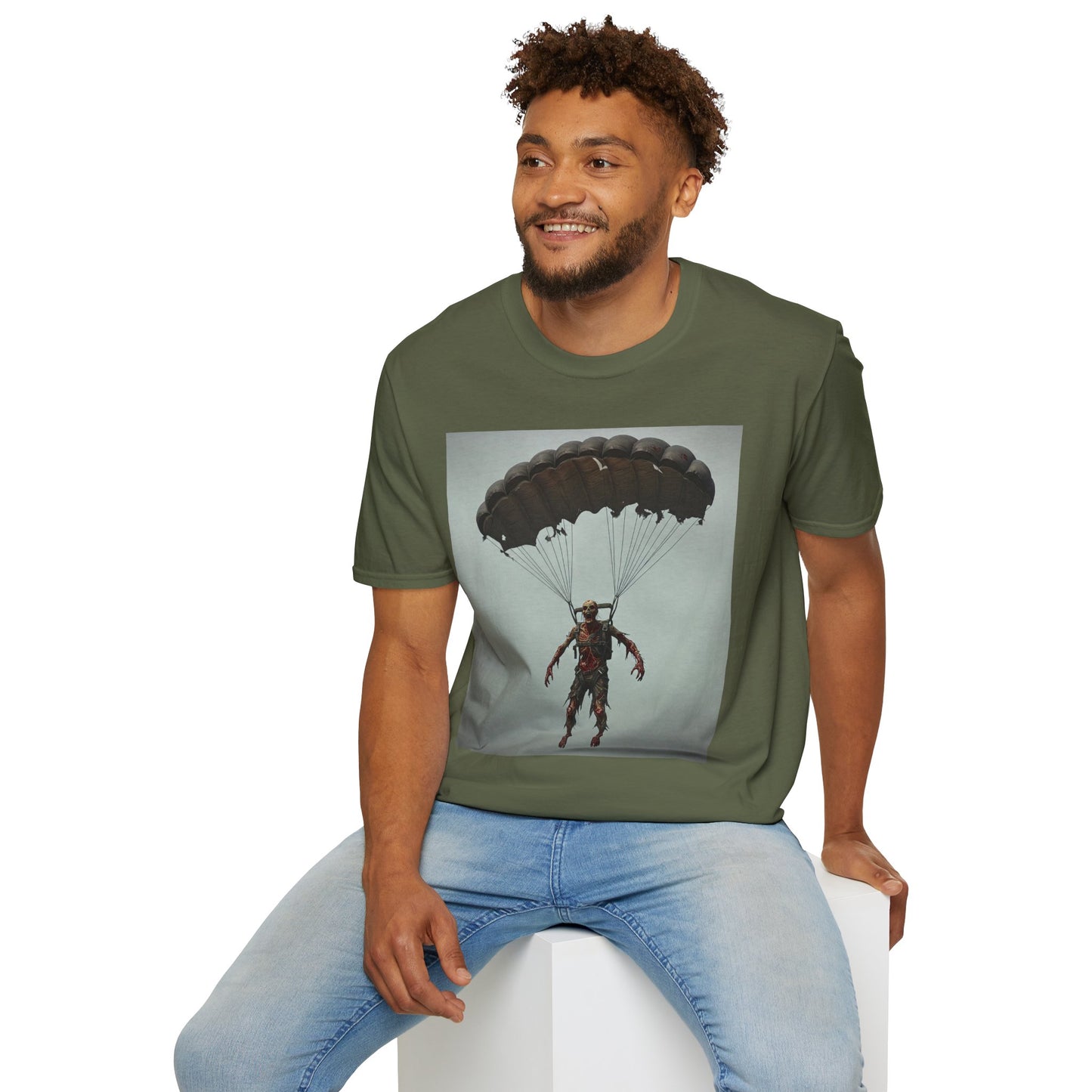 Adventure Awaits Parachuting Hero Unisex Softstyle T-Shirt