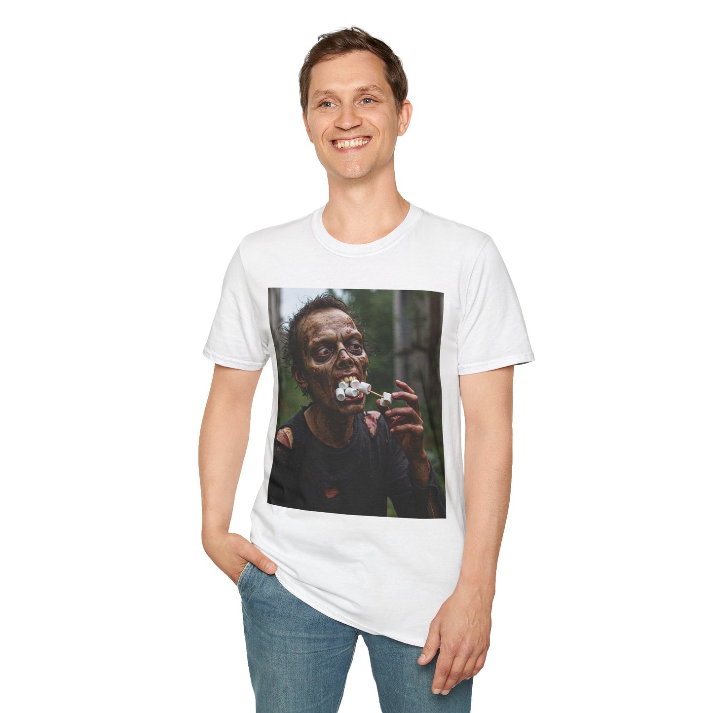 Zombie Themed Unisex Softstyle T-Shirt - Perfect for Halloween and Horror Fans