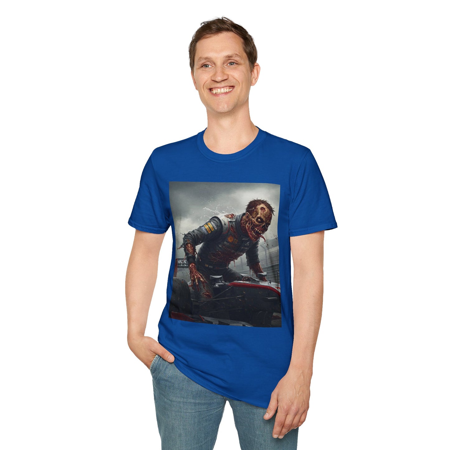 Zombie Racing Unisex Softstyle T-Shirt - Horror Meets Motorsport