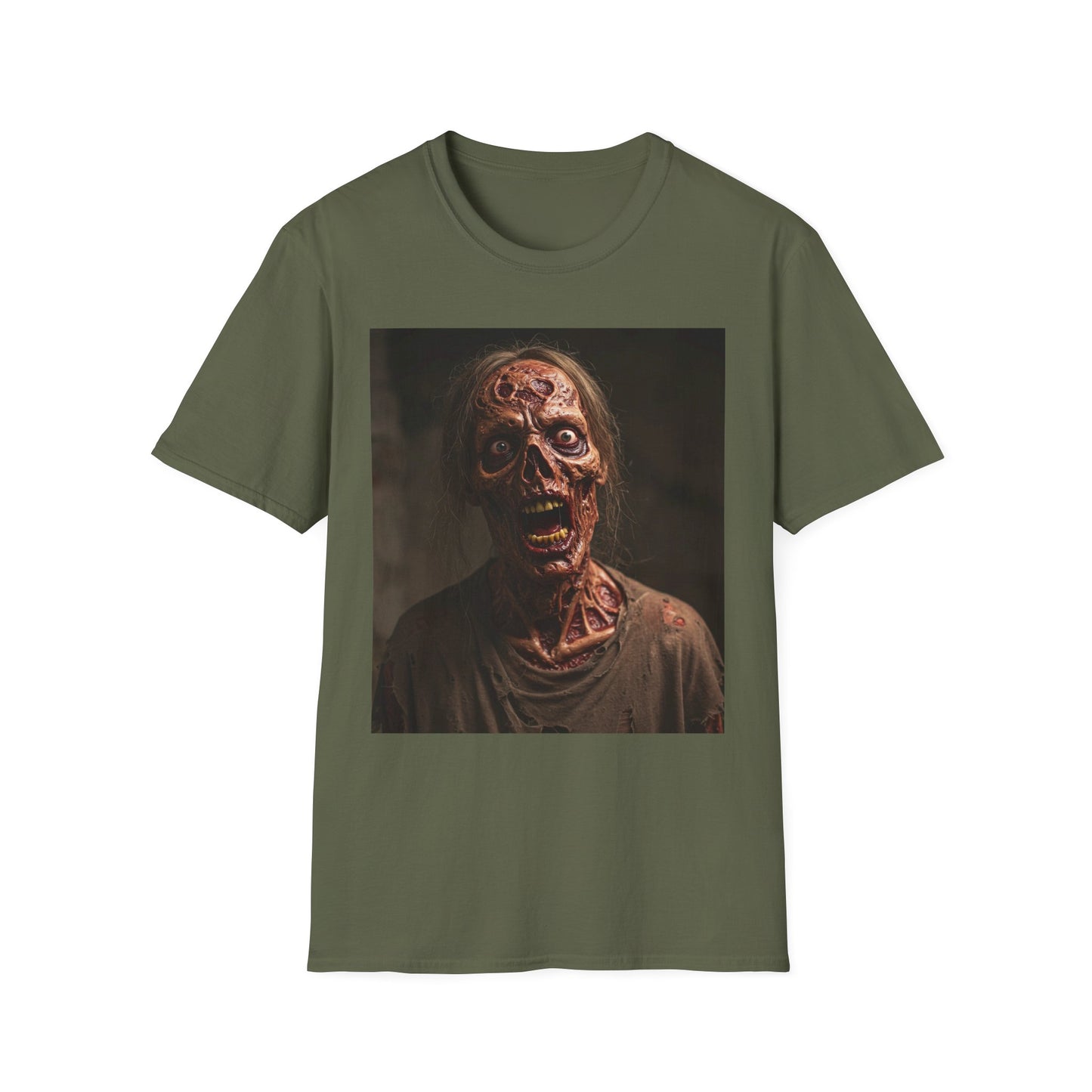 Apocalyptic Portrait Tee, bold, decaying zombie graphic