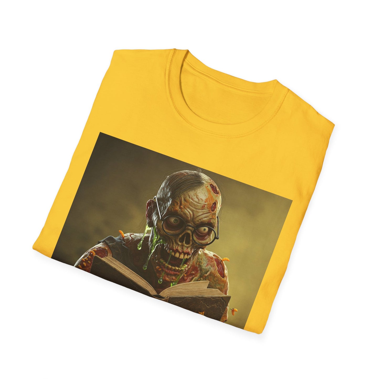 Zombie Reader Apocalyptic Portrait Tee, bold, decaying zombie graphic