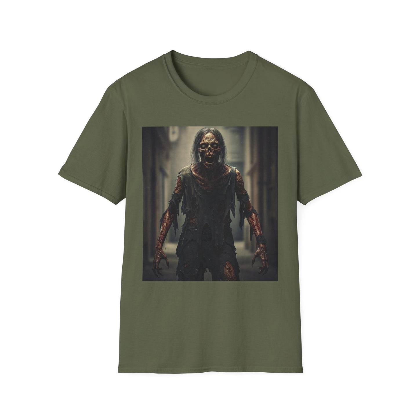 Apocalyptic Portrait Tee, bold, decaying zombie graphic