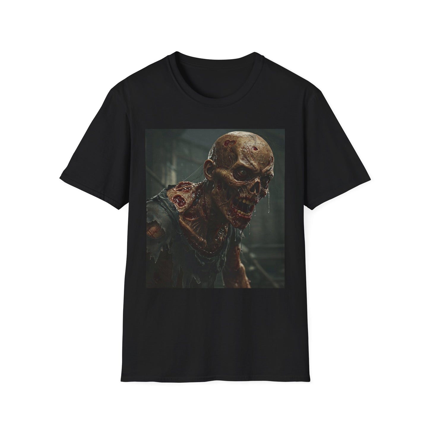 Unisex Softstyle T-Shirt with Zombie Design | Perfect for Halloween and Horror Fans