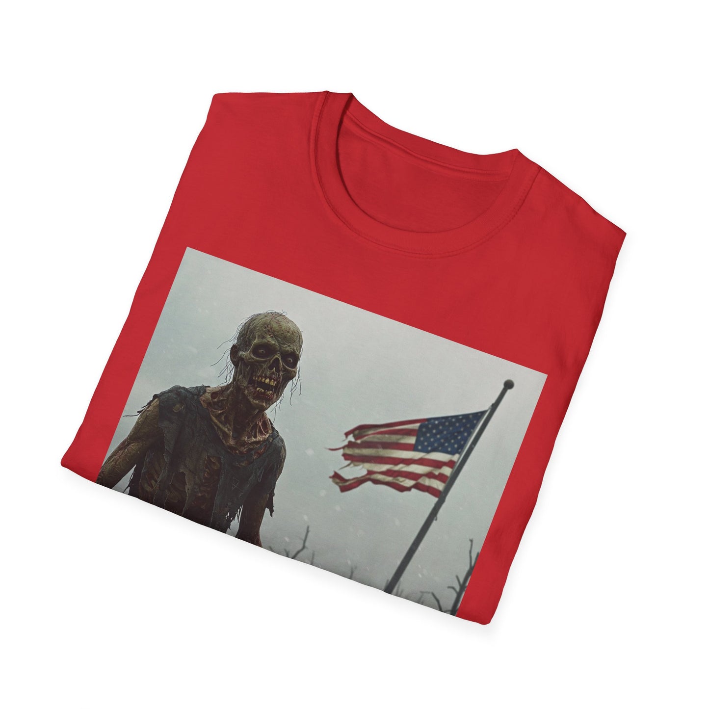 Patriot Zombie Apocalypse Apocalyptic Portrait Tee, bold, decaying zombie graphic