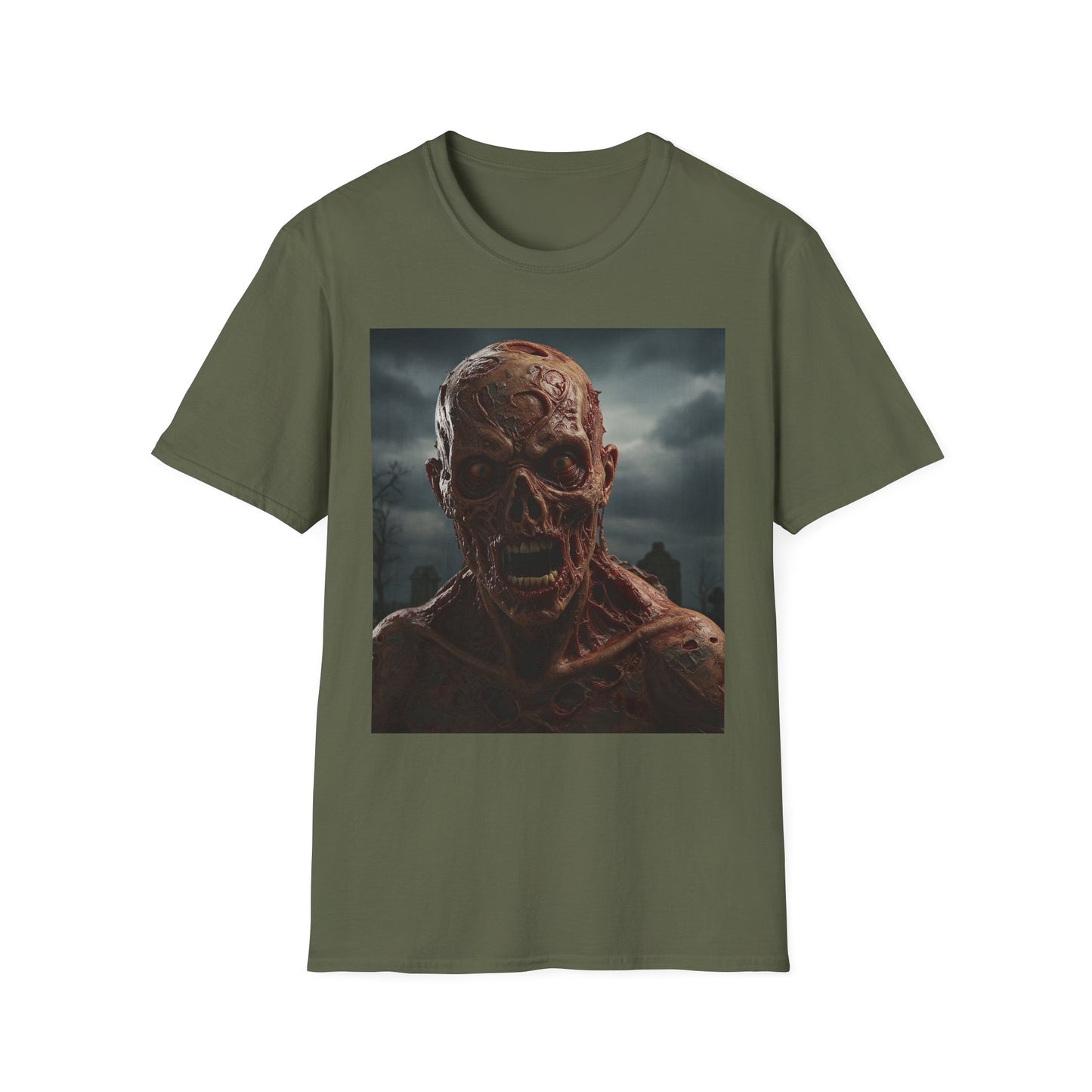 Apocalyptic Portrait Tee, bold, decaying zombie graphic