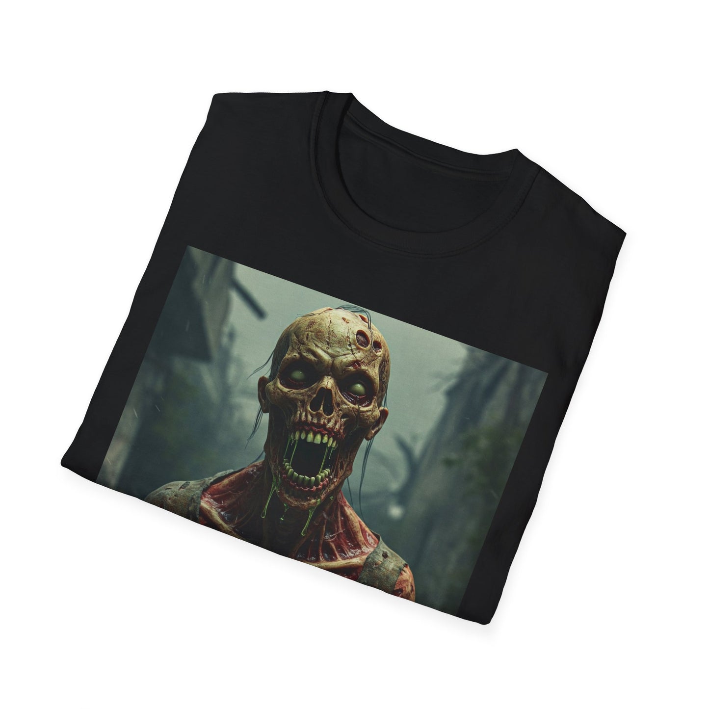 Apocalyptic Portrait Tee, bold, decaying zombie graphic