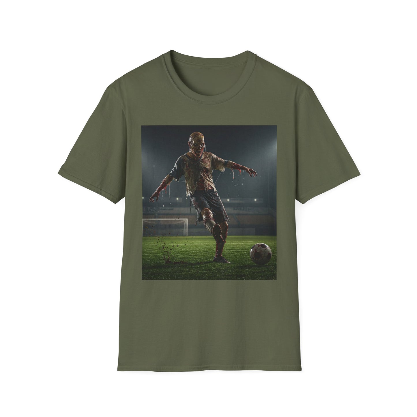 Zombie Soccer Unisex Softstyle T-Shirt - Perfect for Halloween and Sports Lovers