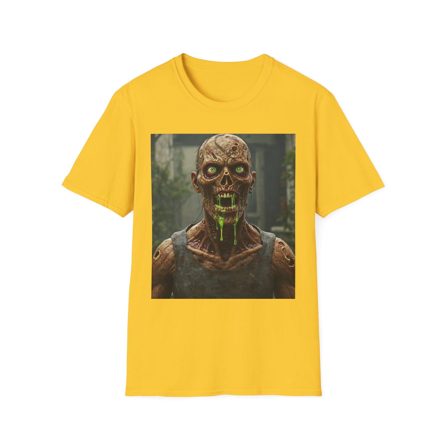 Apocalyptic Portrait Tee, bold, decaying zombie graphic