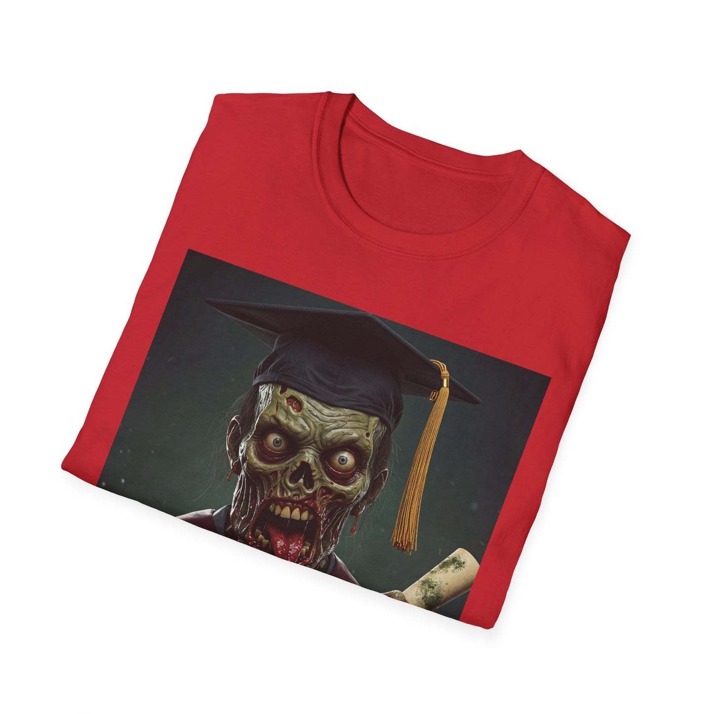 Zombie Graduate Unisex Softstyle T-Shirt - Perfect for Halloween & Graduation