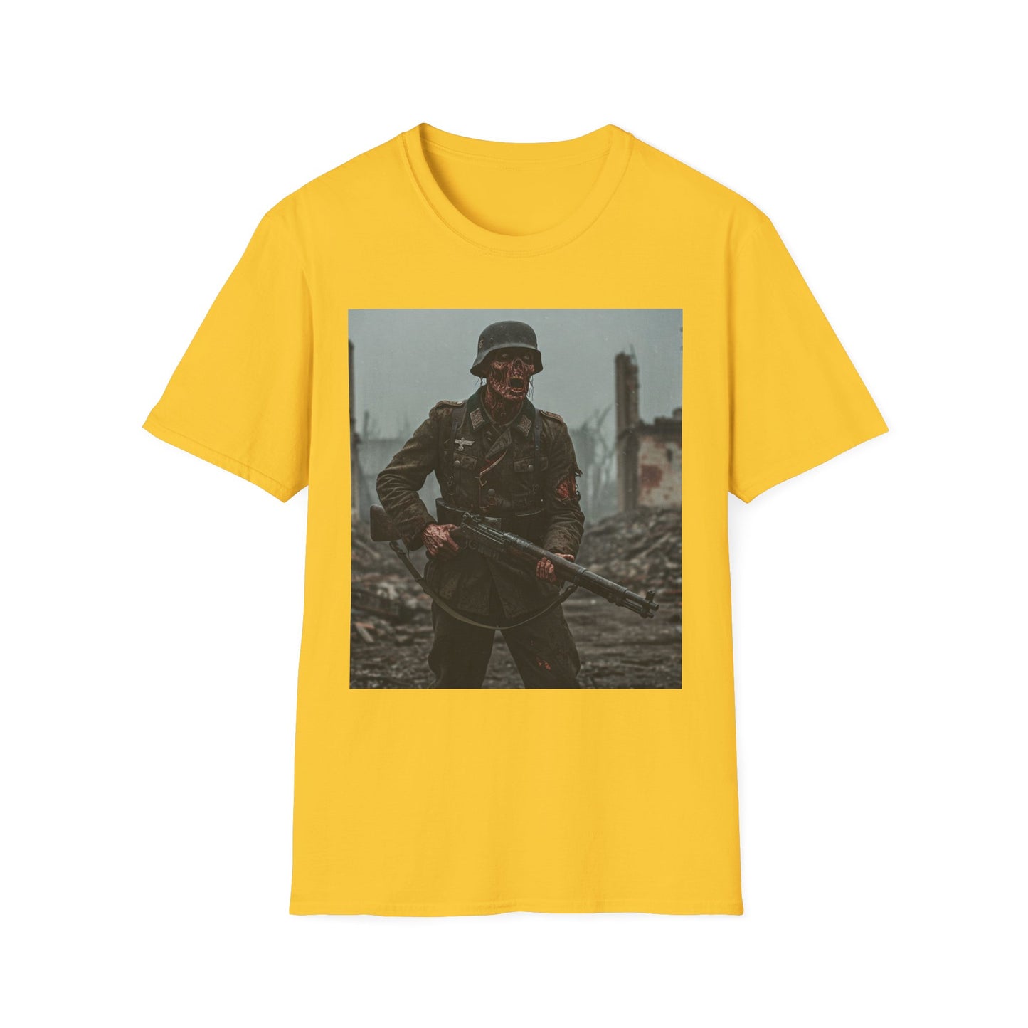 Vintage Soldier Apocalyptic Portrait Tee, bold, decaying zombie graphic