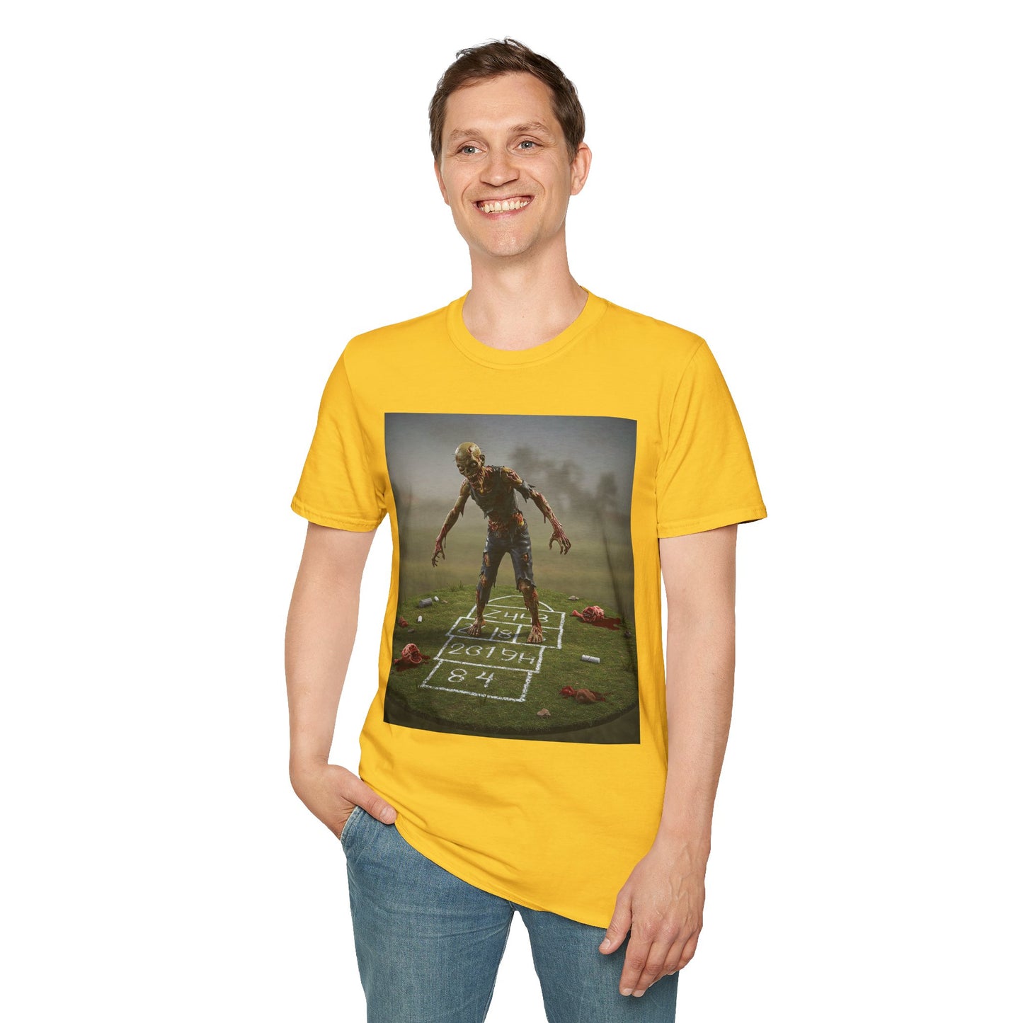 Unisex Zombie Hopscotch T-Shirt - Perfect for Halloween or Casual Wear