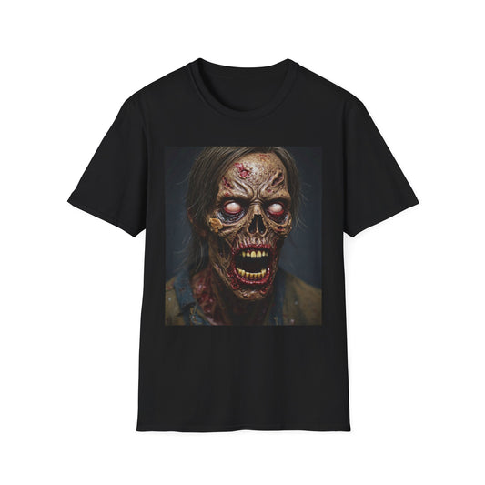 Apocalyptic Portrait Tee, bold, decaying zombie graphic