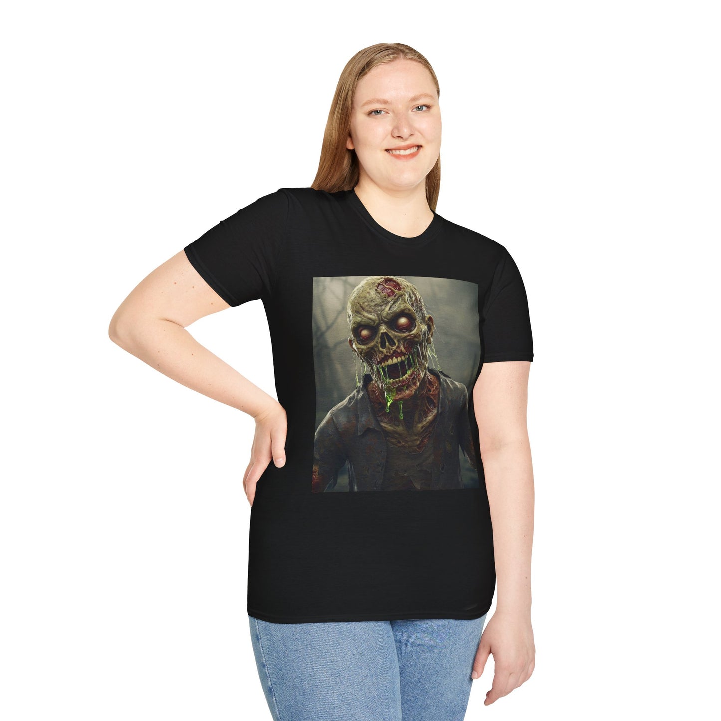 Unisex Softstyle Zombie Graphic T-Shirt - Perfect for Halloween and Horror Fans